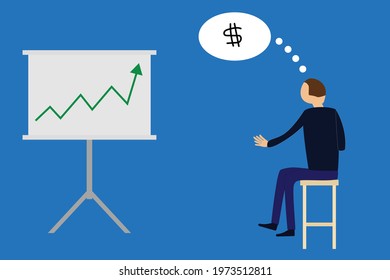 Man sitting on a chair thinking about profit