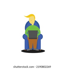 Man sitting on chair using laptop