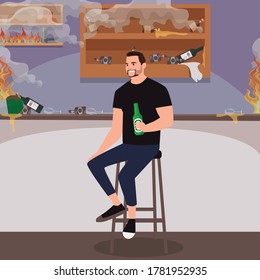 Man sitting on a chaos bar