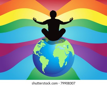 man sitting on earth and doing meditation