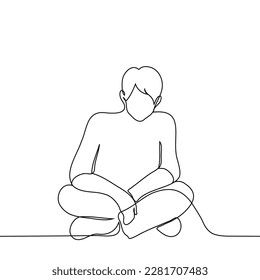 man sitting the floor and crossed legs    one line drawing vector  concept pose in Turkish