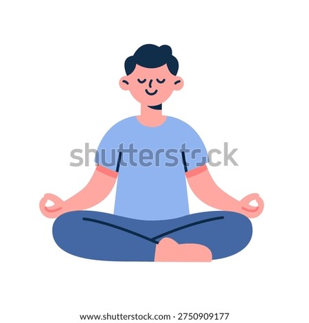 Man sitting on floor in lotus position practicing mindfulness meditation for mental wellness