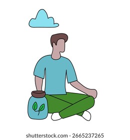 Man Sitting On Ground With Bottle