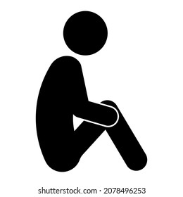 Man sitting on the ground icon. Vector illustration isolated on white background.