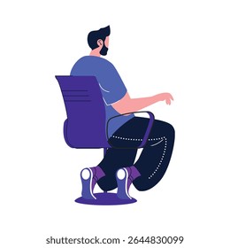 Man Sitting on Office Chair Back View – Flat Vector Illustration for Workplace and Business Use