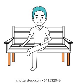 man sitting on park chair