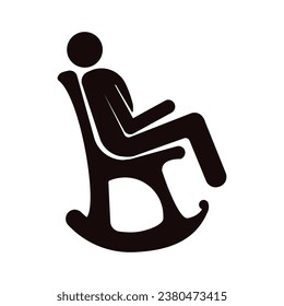 Man sitting on a rocking chair on an isolated background. Vector, illustration. Flat icon.
