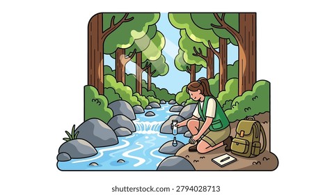 Man sitting on rocks by river