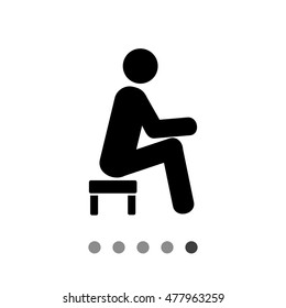Man Sitting on Small Stool Icon