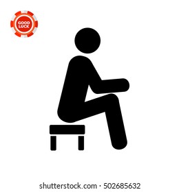 Man Sitting On Small Stool Icon