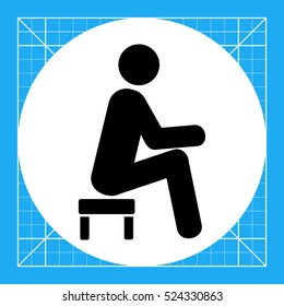 Man Sitting On Small Stool Icon