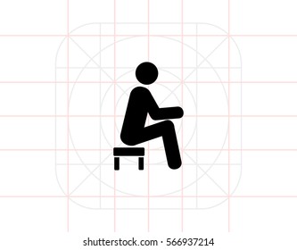 Man Sitting on Small Stool Icon