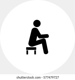 Man Sitting on Small Stool Icon