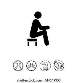 Man Sitting on Small Stool Icon