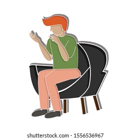 Man sitting on sofa concept. Creative idea design. Flat vector illustration use for your project. 