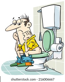 Man sitting on a toilet