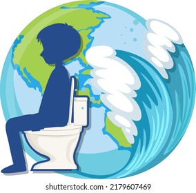 Man sitting on toilet symbol illustration