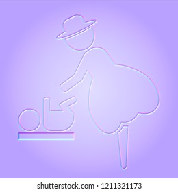 The man sitting  on wheelchair. Line icon of disabled man sign. disables person parking sign, restroom sign, seat for disabled, disabled people concept or  can be used for web pictogram or web icon.