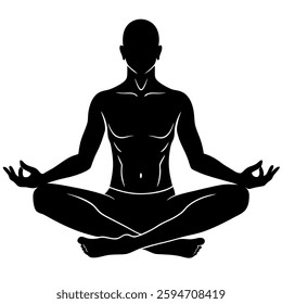 A man sitting on yoga  Vector silhouette