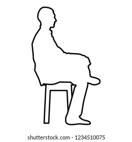 Man sitting pose Young man sits on a chair with his leg thrown silhouette icon outline black color