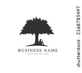 Man sitting read book under tree simple vector illustration good to use for company corporate logo
