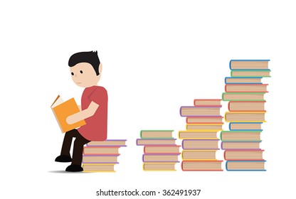 Man sitting and reading a book.