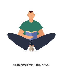 Man sitting reading a book design, Education literature and read theme Vector illustration