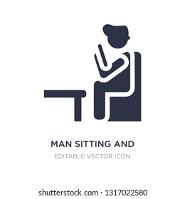 man sitting and reading book icon on white background. Simple element illustration from People concept. man sitting and reading book icon symbol design.