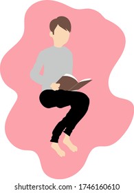 
Man sitting and reading at home