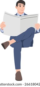 A man is sitting and reading a newspaper