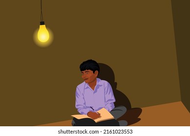 A man sitting in room reading a book with desi style design.