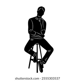 man sitting silhouette on white background, vector