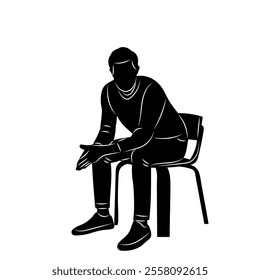 man sitting silhouette on white background, vector