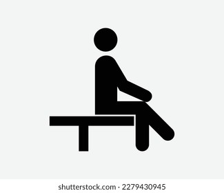 Man Sitting Sit Bench Chair Cross Leg Resting Rest Thinking Icon Black White Silhouette Symbol Sign Graphic Clipart Artwork Illustration Pictogram Vector svg