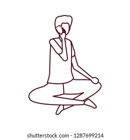 man sitting with smartphone avatar character