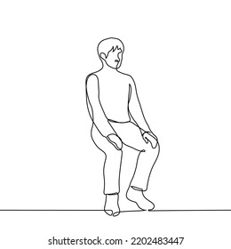 man sitting with straight back sitting on a chair - one line drawing vector. concept obedience, straight posture