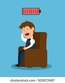 man sitting stress problem mental icon