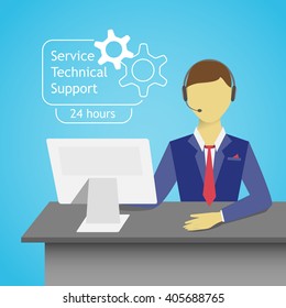 man sitting at the table call center support