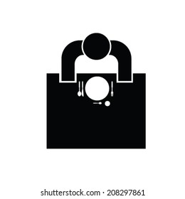 man sitting at the table in resaurant icon vector silhouette