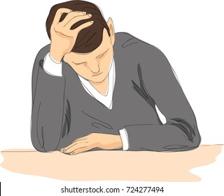 the man sitting at the table. sketch