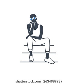 Man Sitting Thinking Icon Isolated On White Background