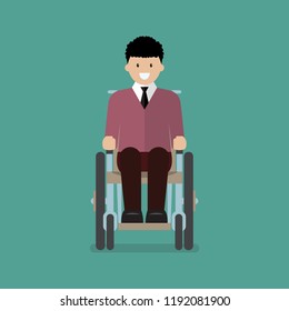 Man is sitting in a wheelchair. Vector illustration