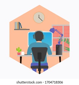 HOMBRE SENTADO TRABAJO DESDE CASA