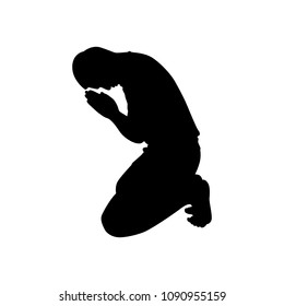 Man sitting for worship silhouette vector