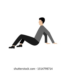 Man sitting.Flat cartoon character isolated on white background