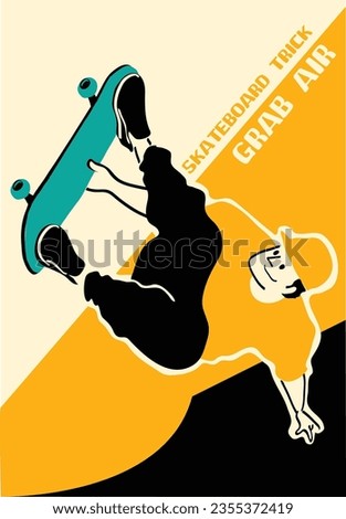 Man with skateboard to Do Skateboard Tricks. Vector illustration.Cartoon character.