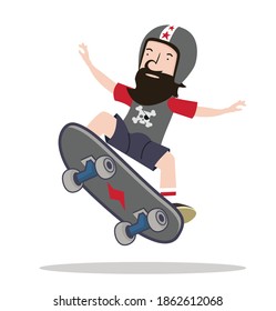 man with Skateboard Vector flat on white background