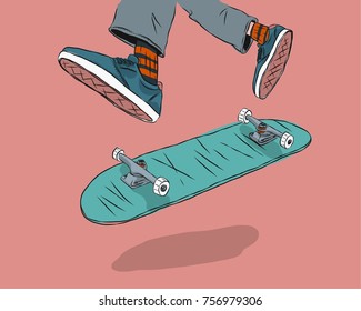 Man skateboarders performing tricks vector illustration