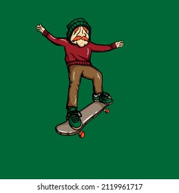 man skateboarding hipster urban cartoon