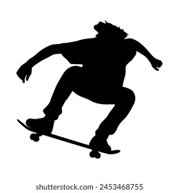 Hombre skateboarding silueta de Vector, Skateboarder, Hombre skateboarder salta en skateboard